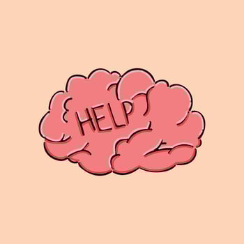 brain illustration contains help for people with mental health problems vector