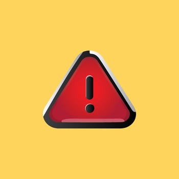 Red color warning icon for online scamming alert. Exclamation danger sign vector illustration. 3d style triangle danger icon