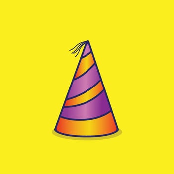 Happy birthday party hat sticker design. Party hat vector illustration. Celebrating birthday elements sign and symbol.