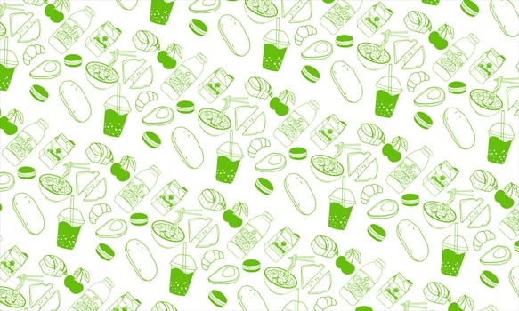 Seamless pattern with hand drawn fast food. Vector illustration.