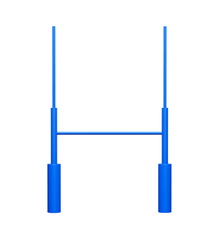 Isolated rugby posts with Blue padding American football goal post 3d illustration png