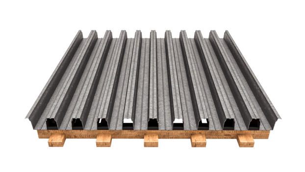 Corrugated iron sheet, aluminum Facade of a warehouse Metal corrugated roof sheets stack 3d illustration 3d rendering png