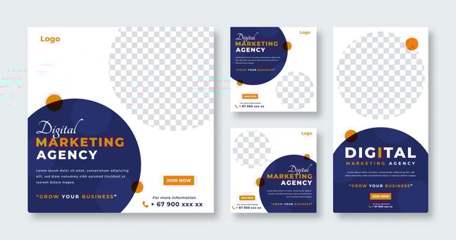 Digital Marketing Agency Social Media Post for Online Marketing Promotion Banner, Story and Web Internet Ads Flyer vector