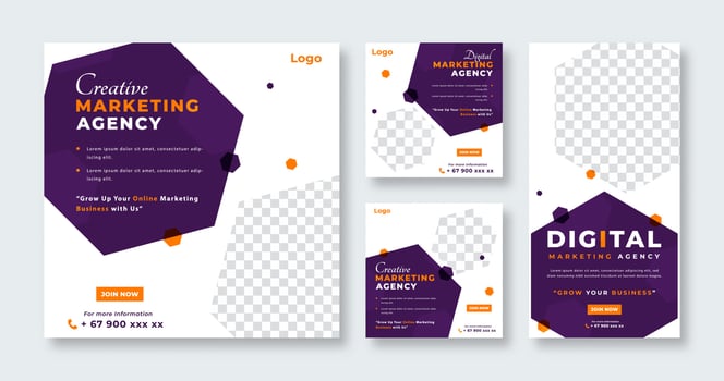 Digital Marketing Agency Social Media Post for Online Marketing Promotion Banner, Story and Web Internet Ads Flyer vector