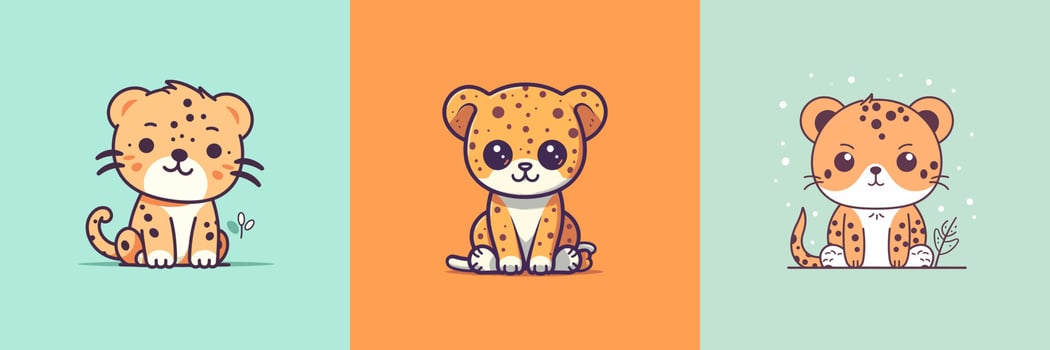 Cute kawaii Cheetah cartoon illustration vector