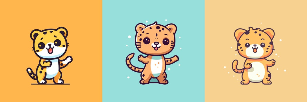 Cute kawaii Cheetah cartoon illustration vector
