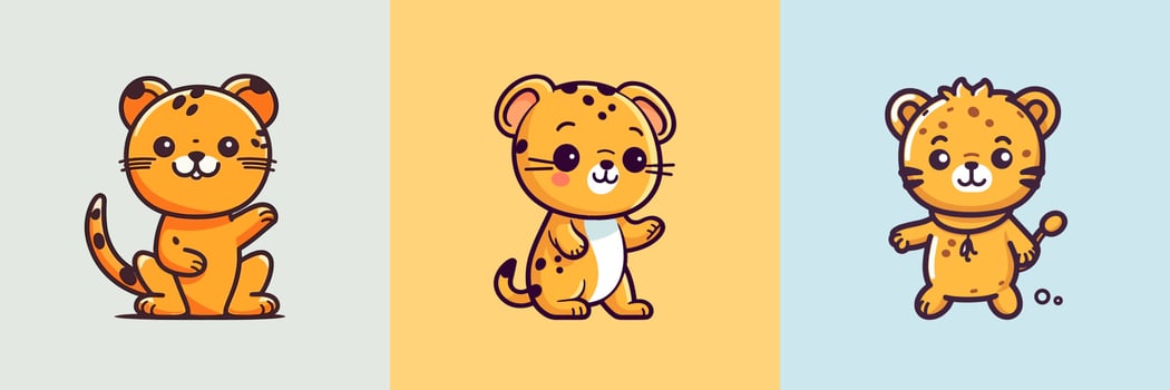 Cute kawaii Cheetah cartoon illustration vector