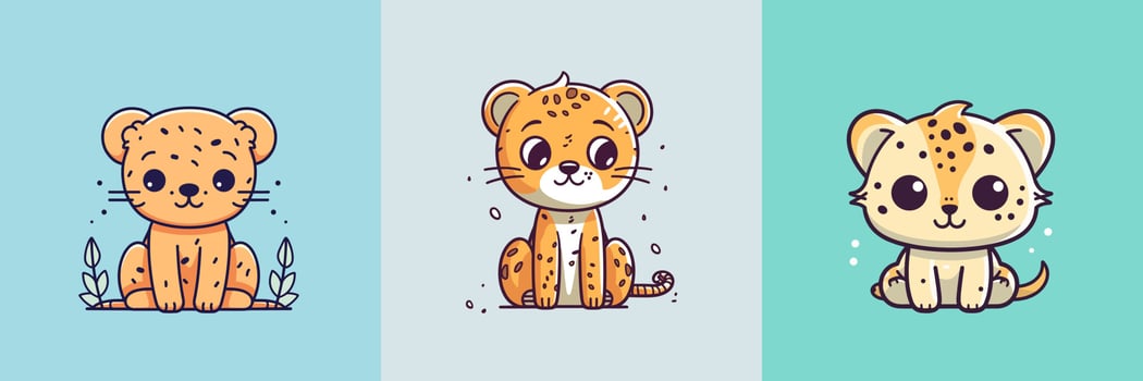 Cute kawaii Cheetah cartoon illustration vector