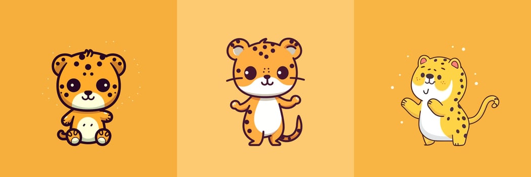 Cute kawaii Cheetah cartoon illustration vector