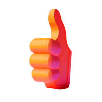 thumbs up in 3D style trending color palette with png