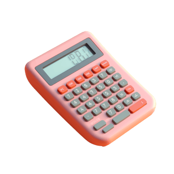 calculator in 3D style trending color palette with png