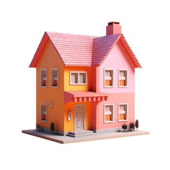 house in 3D style trending color palette with png