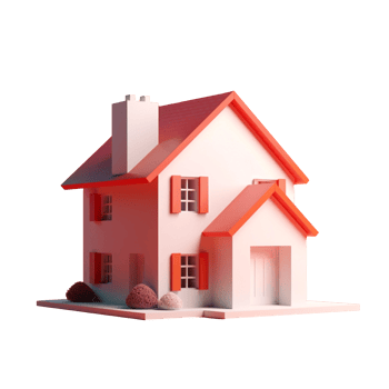 house in 3D style trending color palette with png