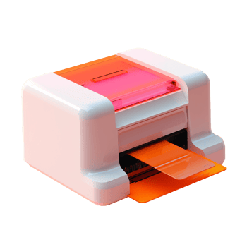 printer in 3D style trending color palette with png