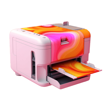 printer in 3D style trending color palette with png