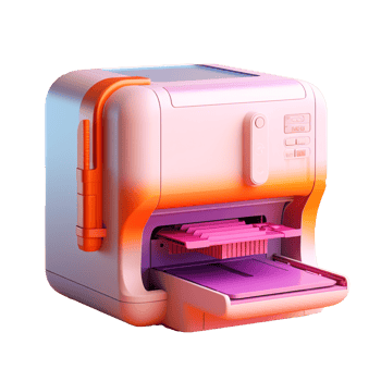 printer in 3D style trending color palette with png
