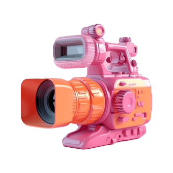digital camera in 3D style trending color palette with png