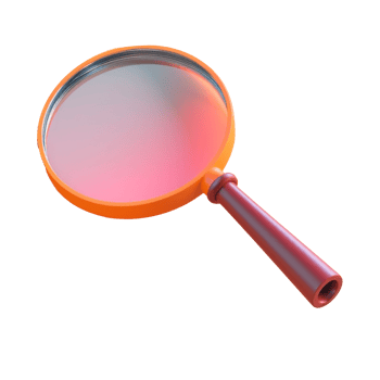 magnifying glass in 3D style trending color palette with png