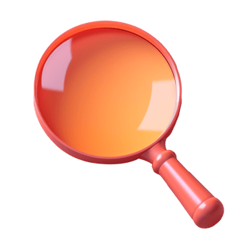 magnifying glass in 3D style trending color palette with png