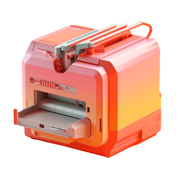 printer in 3D style trending color palette with png
