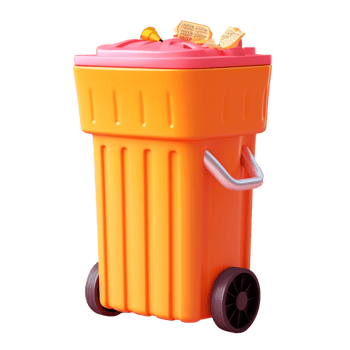 rubbish bin in 3D style trending color palette with png