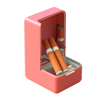 cigarette box in 3D style trending color palette with png
