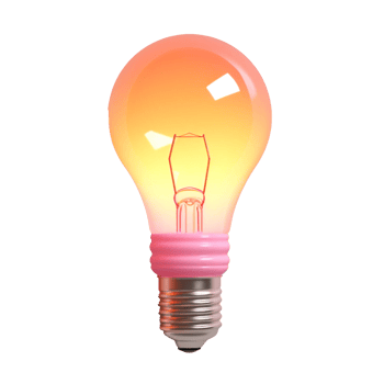 light bulb in 3D style trending color palette with png