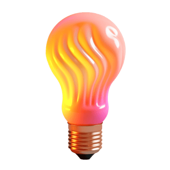 light bulb in 3D style trending color palette with png