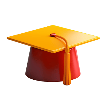 graduation cap in 3D style trending color palette with png