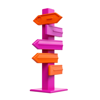 signpost in 3D style trending color palette with png