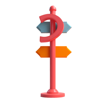 signpost in 3D style trending color palette with png