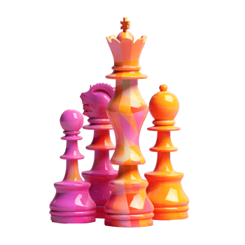 chess in 3D style trending color palette with png