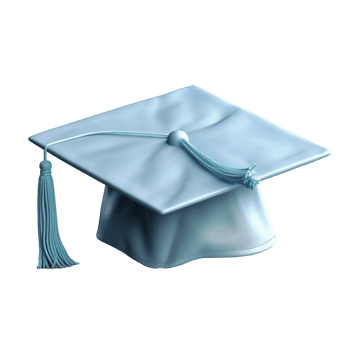graduation cap in 3D style trending color palette with png