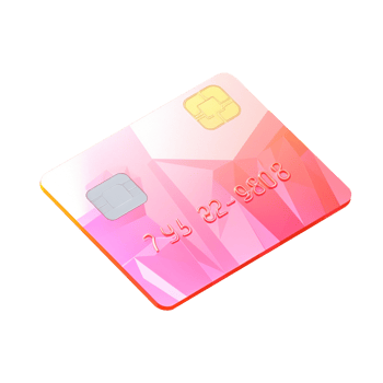 credit card in 3D style trending color palette with png