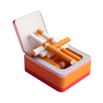 cigarette box in 3D style trending color palette with png