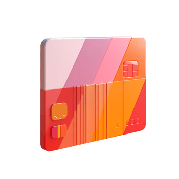 credit card in 3D style trending color palette with png