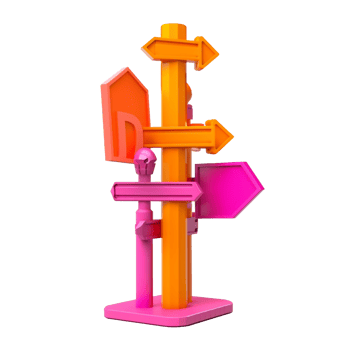 signpost in 3D style trending color palette with png