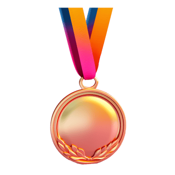 medal in 3D style trending color palette with png
