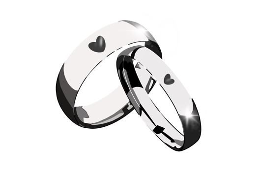 Couple rings and heart engraved in the couple ring. png