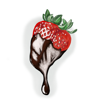 A strawberry dipped in chocolate sauce png