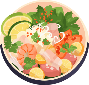 Peruvian mix sea food ceviche illustration png