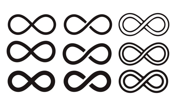 Infinity symbol set. Vector illustration