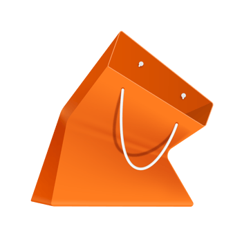 empty orange shopping bag for shopping advertising design png