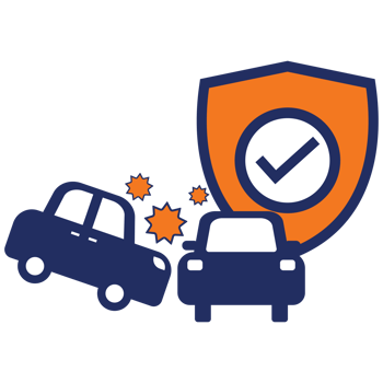 png car plan icon blue and orange insurance flat icon design
