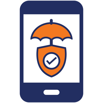shield icon on phone buy insurance online flat icon design png