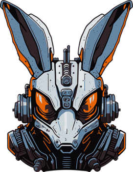 Head of Rabbit Cyborg in Cartoon Style with png