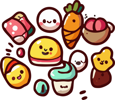 Cute foods png graphic clipart design
