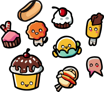 Cute foods png graphic clipart design