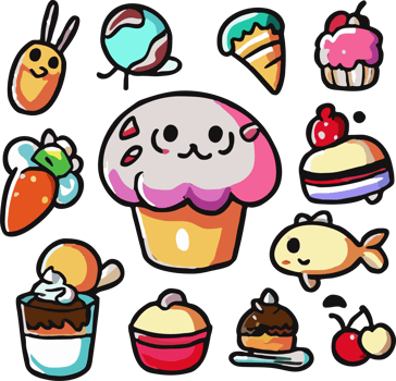 Cute foods png graphic clipart design