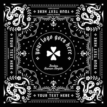 Bandana Paisley, Handkerchief Design Template with Snake Vector Background